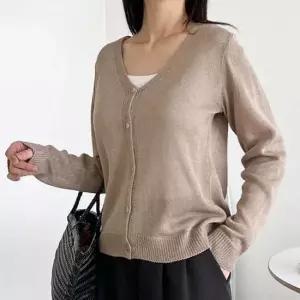 린넨 여성 가디건 여름 브이넥 여자 긴팔 5색