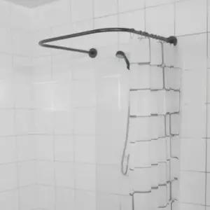 욕실 샤워커튼봉 ㄷ자형 욕조 셀프 블랙 80cm ㄱ자 80cm 곡선봉 길이조절 화장실 부착식