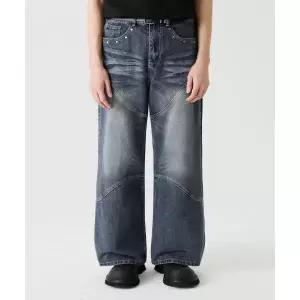 매장정품 트릴리온 TRILLION 웨스턴 스터디드 세미 플레어 데님 팬츠 [블루 그레이] TRSPT58BG 140071