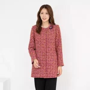 [모슬린]엄마옷 트위드 라운드 체크 하프 반코트 510FGH061 마담중년여성빅사이즈50대60대