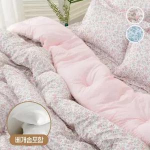 [베개세트+베개솜] 사계절 모달 장미 차렵 이불 봄 가을 간절기 겨울 먼지없는 침구 킹 K 베개 세트