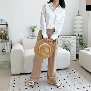 밴딩바지 밴딩 코디 빅사이즈 일자 여성바지 면바지 (WFJ4XR2)