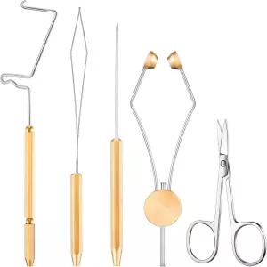 스카이티 5피스 플라이 타이잉 도구 스테인리스 스틸 세트 타이팅 보빈 실 홀더 채찍 피니셔 디스크 실타래