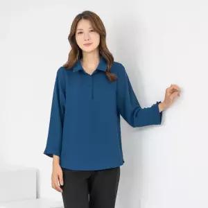 엄마옷 카라 반오픈 무지긴팔 블라우스 1GHJ24683 중년여성 마담 60 70대  빅사이즈 할머니