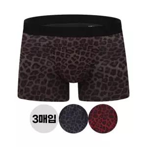 남성사각 드로즈 사각팬티 호피 무늬 아웃밴드 3매 세트 속옷 선물