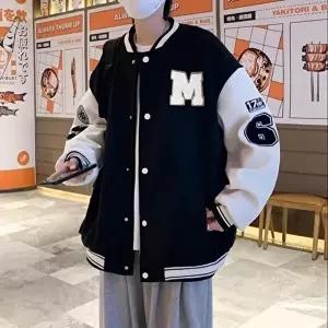 [모로엠]남성 블랙 자수 오버핏 야구 재킷 DMS-JUA-Q4261547