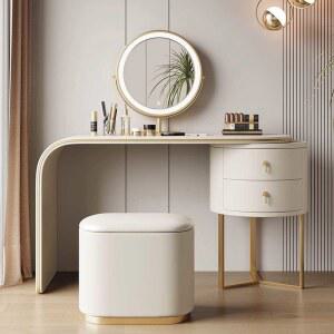 LED 조명 화장대 공 장대 분홍색 화이트 화장대세트(화이트) 유리 서랍 학생 틈새