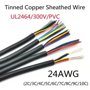 1M 24AWG 피복 와이어 케이블  구리 신호 2 3 4 5 6 7 8 코어 소프트 전자 오디오