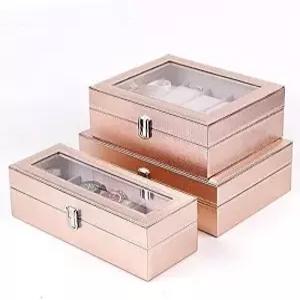 UWBY 여성 특별 케이스 여자 친구 손목 시계 상자 보관 컬렉션 핑크 분홍색 퓨 가죽(우드 그레인+옐로우)