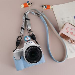 도니식 카메라 하프 케이스 베이스 캐논 호환 200DII 마크 II 가죽 보호대 1/4 나사 커버 어깨 목 스트랩