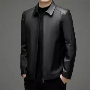 남성 추동 캐주얼 점퍼 양가죽 재킷 칼라 슬림핏 가죽 탑 코트 패피4