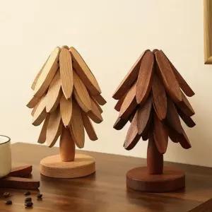 부부 받침 선물 우드 크리스마스 나무 3단 집들이 트리 주방 답례품 원목 신혼 냄비