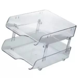 서류 정리함 투명 2단 트레이 문서 받침대 사무실 화일 (WFKAXMV)