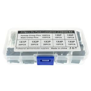 호환 310pcs/A 세트 Dupont 와이어 점퍼 핀 헤더 커넥터 하우징 수 압착 + 암 터미널 피치 박스 포함