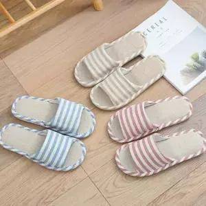 인기상품 굵은줄 린넨 슬리퍼 남녀 실내화 발편한 사무실슬리퍼 [WFK33SL_260105]