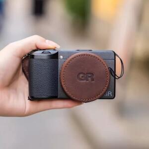 리코호환 GR II GRIV 카메라용 수제 천연 가죽 렌즈 캡 방수 보호 커버