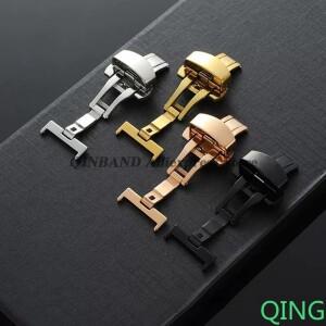 [호환품]스테인레스 스틸 나비 시계 버클 광택 밴드 메탈 걸쇠 스트랩 잠금 버튼 10mm