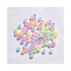 형광 비즈 100pcs 알파벳비즈 아크릴이니셜 비즈공예재료 비즈팔찌