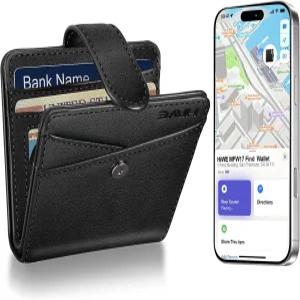 작은 여성 지갑 스마트 분실 방지 기능이 있는 이중폴드 내 트래커 찾기 RFID 신용카드 홀더 PU 가죽 ID 창