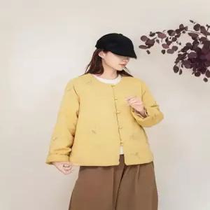 빈티지 린넨마 면마 코트 포켓 추동 여자재킷 자수 누빔 코튼 라운드 쇼트 원템4