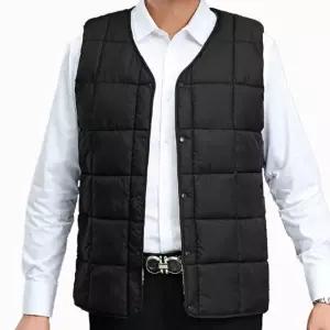 베이직 경량 패딩조끼 안감퍼 정장셔츠 위 따뜻한 겨울 블랙 조끼패딩 (WFKBQ7C)