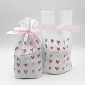 리본 선물포장 봉투 답례품 구디백 핑크 하트 50매백 간식지 어린이집 비닐 단체 포장지 쇼핑 이쁜