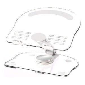 [미국배송] 360 회전 베이스가 있는 아크릴 태블릿 스탠드 홀더 데스크 홈 오피스용 접이식 조절 가능 투명 IPAD PRO AIR MINI 등과 호환 (흰색)