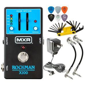 MXR MX100 Rockman X100 아날로그 톤 프로세서 이펙트 페달 Scholz Amp 재현, Tonebird 번들 포함, Dunlop 9v 전원 공급 장치 그루브테크 도구, 패치 케이블 및 피크