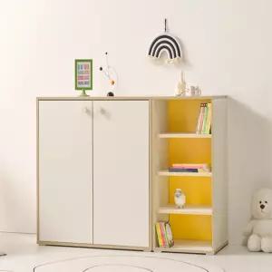 2도어 가로선반 노란색책장 LPM마감