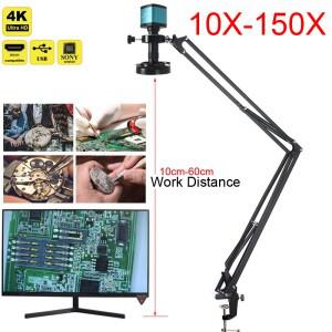 구름 48MP 4K HDMI USB 산업용 비디오 디지털 현미경 카메라 1-150X 줌 C 마운트 렌즈 전화 PCB 납땜 수리