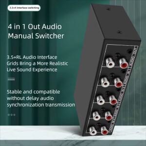 4in 1 RCA AUX 스테레오 오디오 셀렉터 스위처 입력 출력 패시브 3.5mm Aux L/R 스위치 박스 아날로그 공유
