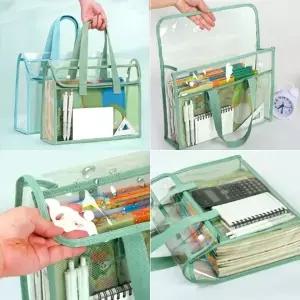 [개미물류] 손잡이 북파우치 보조가방 A4 홀더 파일철 폴더 커버 노트 북바인더 케이스 대용량 투명