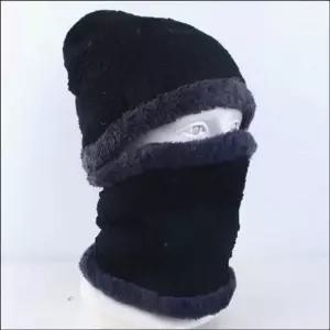 (색상 블랙)세트 남자 방한템 안감 혹한기 니트비니 겨울 융털 넥워머