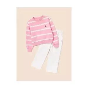 빈폴 키즈 여아 스트라이프 라운드 스웨트 세트 라이트 핑크 (BI5141G03Y) 305539