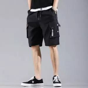 남성용 여름 허리밴딩 컬러 카고 반바지 트레이닝 팬츠