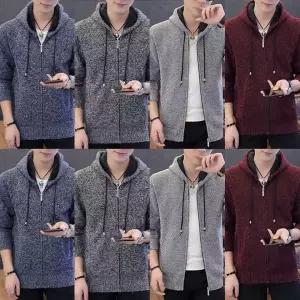 [골드스마일]남성용 기모 후드 집업 융털 두툼한 겨울가디건