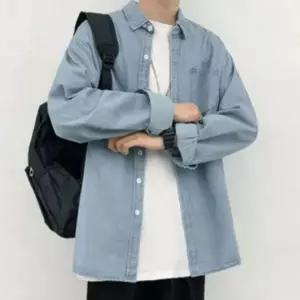 [골드스마일]데님 오버핏 남성 긴팔 셔츠 남방