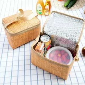 (색상 등나무피크닉가방)등나무 무늬 피크닉 직장인 점심 도시락 보냉백 가방