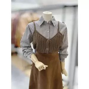 [갤러리아] [반에이크]뷔스티에세트 체크셔츠(VB5YBLM306P)