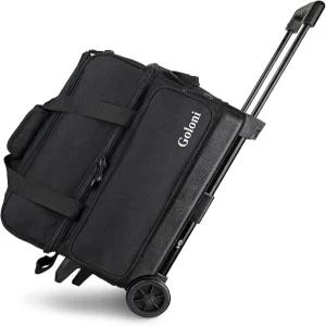 골로니 더블 롤러 볼링백 2개 별도의 신발 수납공간이 있는 볼볼링백 바퀴가 달린 접이식 손잡이가