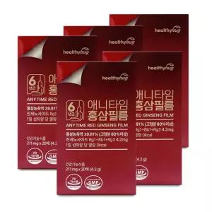 헬씨허그 애니타임 홍삼필름 6년근 면역력 구강홍삼 진세노사이드 4.2mg 20매 5박스