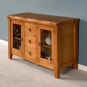 [마루엔개비] 우리목 양문수납 유리 3거실장 원목 TV장