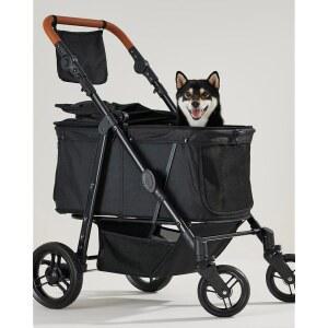 대형견을 위한 동물원스키 중형견 유모차, 중형견을 반려동물 유모차 최대 66파운드, 손잡이 및 캐노피 조절이 가능한 올터레인, 햇빛 가리개, 보관 정리함, 방수 옥스포드 섬유