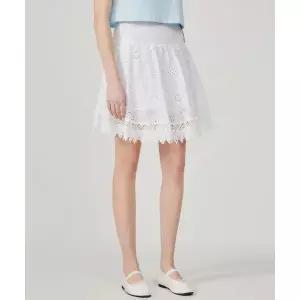 게스 GUESS 펀칭 레이스 러플 스커트 YN2W3500 394956