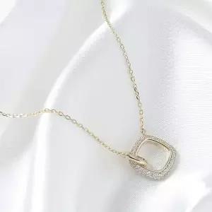 [콩심팥심]실버925 골드 스퀘어 목걸이 925목걸이 여자목걸이 도금목걸이