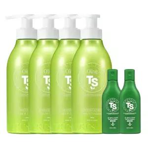 [티에스] TS 올리브 트리트먼트 500g 4개 + TS 골드플러스 샴푸 100g 2개