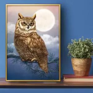 부엉이그림 액자 A3 OWL10 풍수그림 돈들어오는 W4F47A5