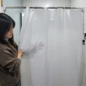 방수 샤워커튼 화이트 무지 디자인 욕실커튼 120x180 인테리어용