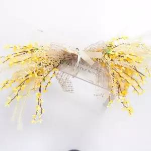 개나리 조화 가랜드 팜파스 80cm 인테리어 봄 꽃 벽장식 벽걸이 현관 문 꾸미기 소품