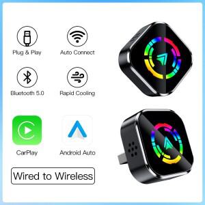 무선 카플레이 어댑터 안드로이드 오토 2 in 1 스마트 호환 동글 아이폰 호환 폰용 유선 무선으로 AI 박스